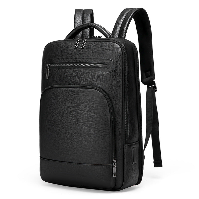 Men’s PU leather dual-shoulder travel bag for business trips – wear-resistant