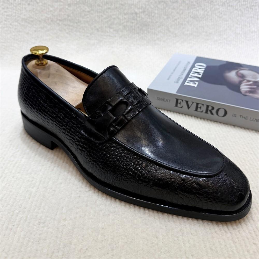 Men’s large-size leather dress shoes – slip-on business-casual shoes