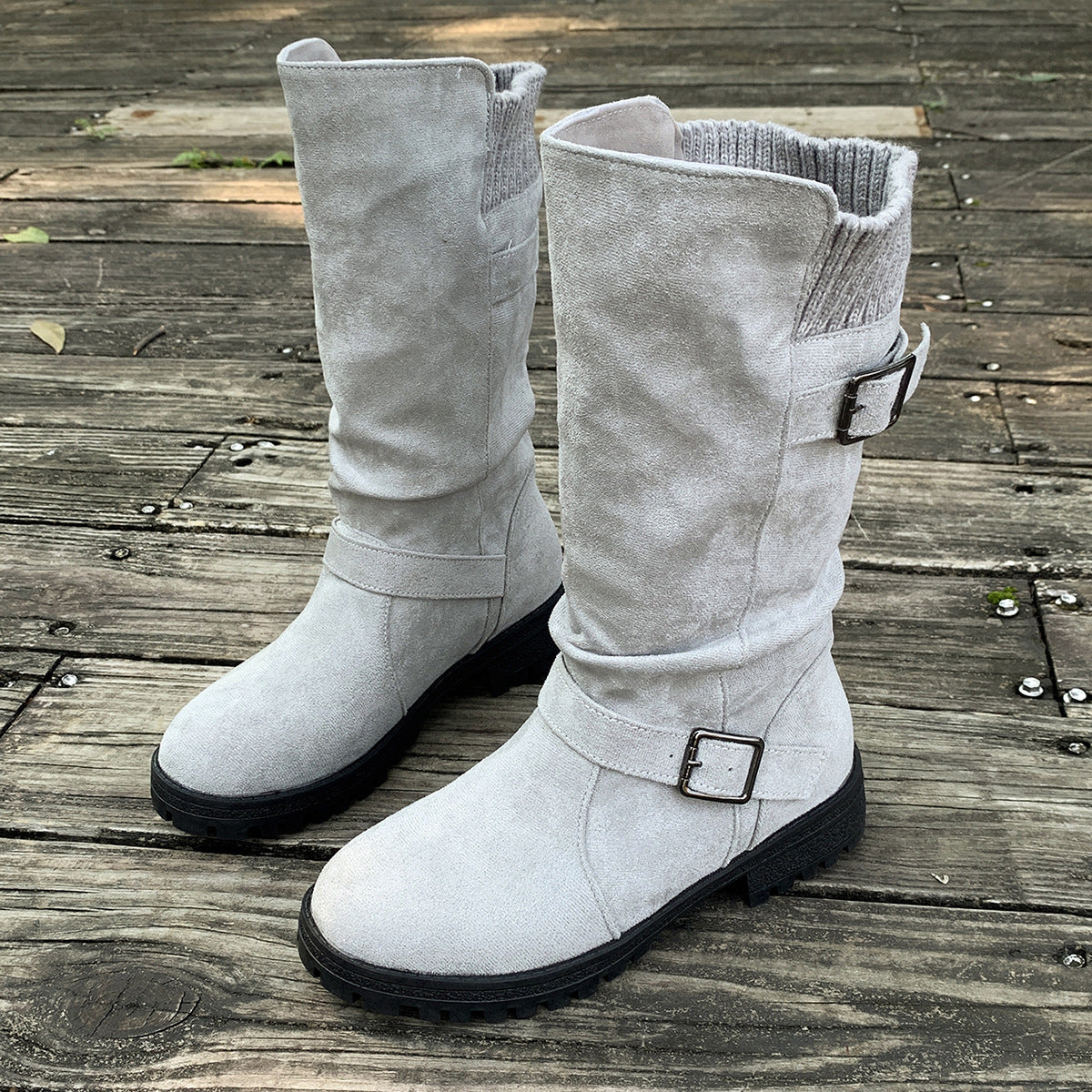 Women’s western cowboy boots – suede ankle boots with a chunky heel