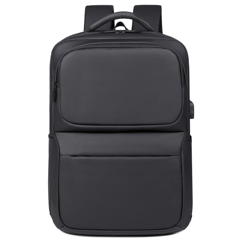 Unisex PU leather business backpack with air-cushion straps — 20–35L capacity