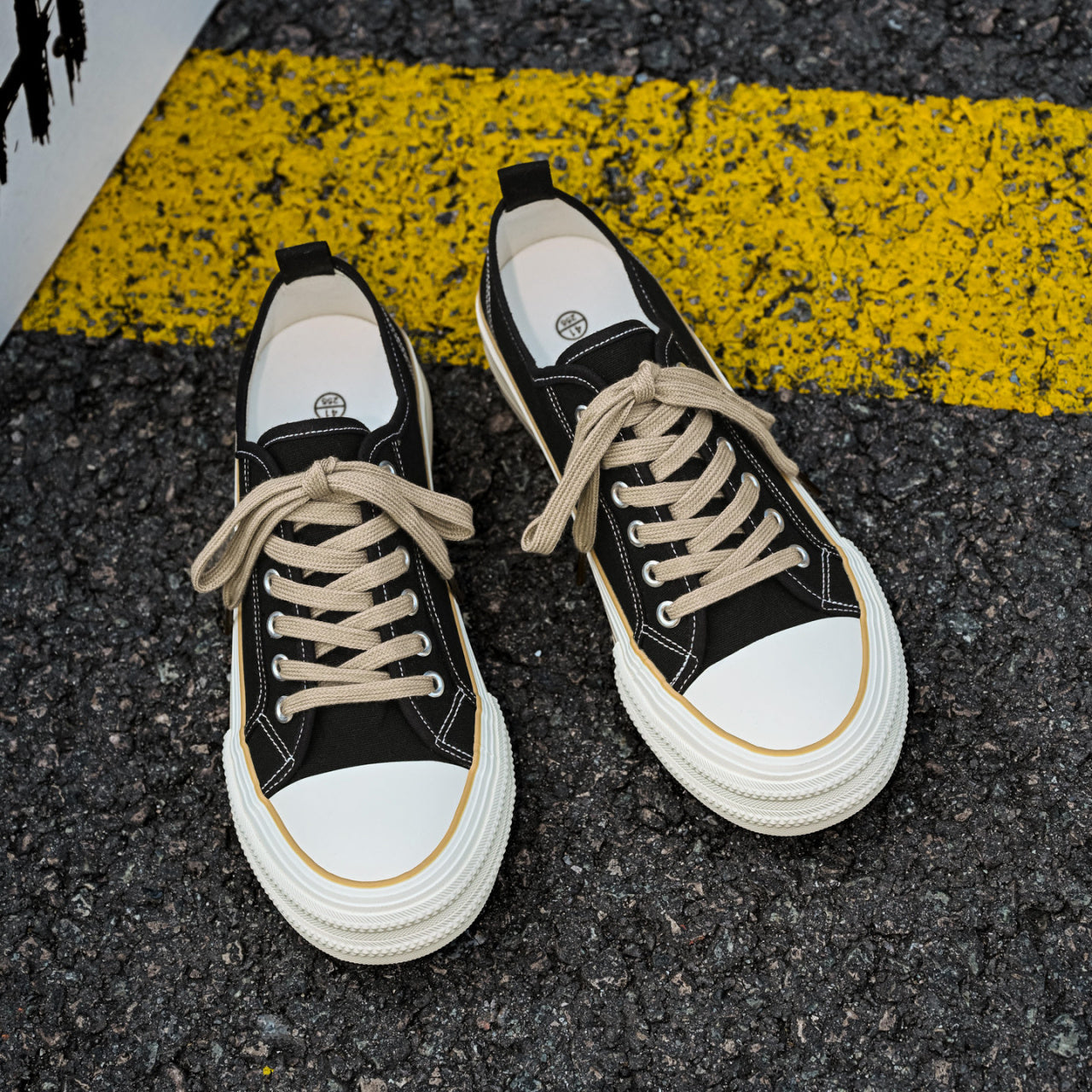 Men’s low-top canvas sneakers with lace-up closure – casual skate shoes