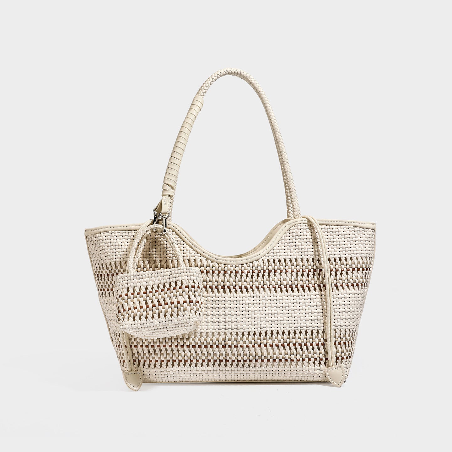 PU leather bucket bag with zippered compartments – single-shoulder tote for daily wear
