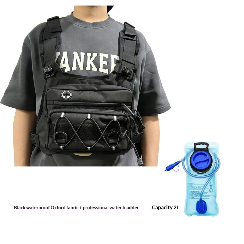 Tactical chest pack for trail running with water-resistant oxford fabric