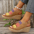 Women’s color-block platform sandals with velcro strap – chunky sole sandals for summer