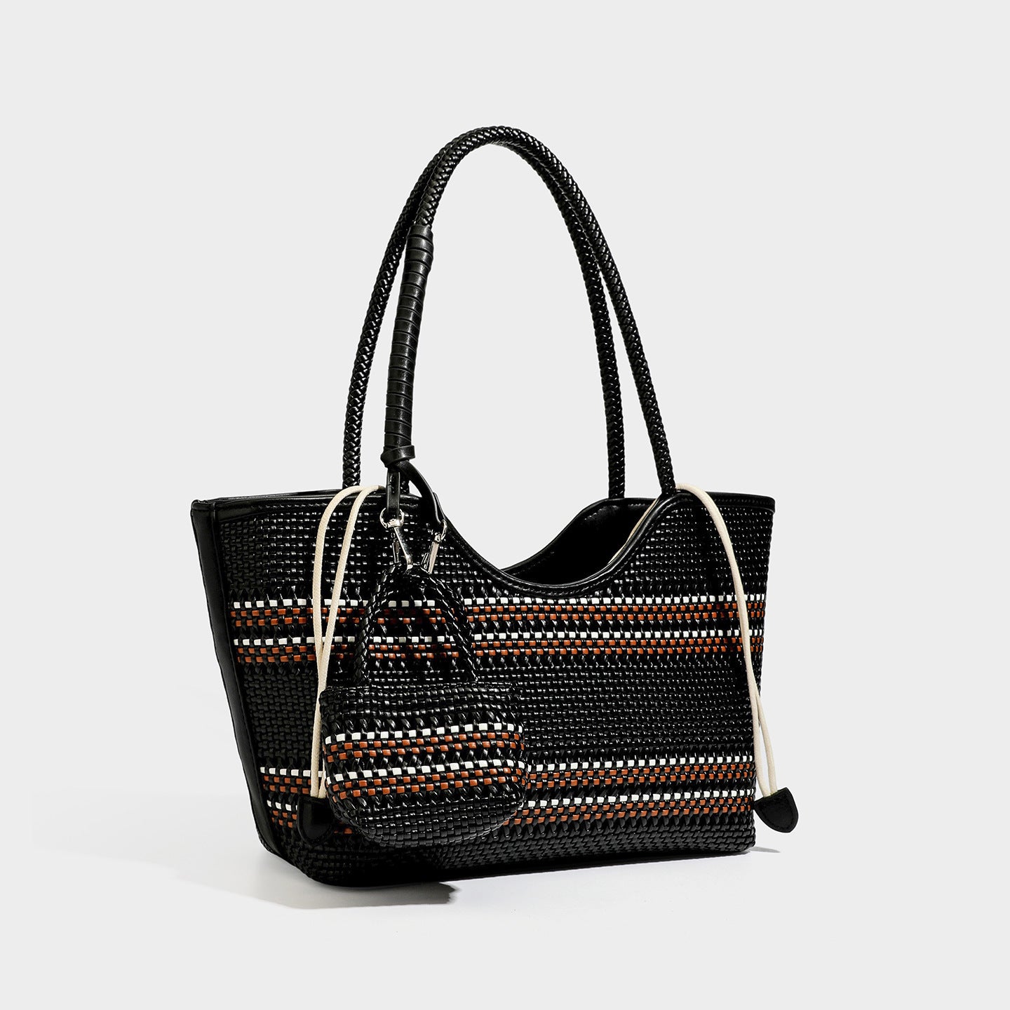 PU leather bucket bag with zippered compartments – single-shoulder tote for daily wear