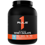 Black plastic tub with orange label and Punky Patches graphic Contains R1 Protein Whey Isolate